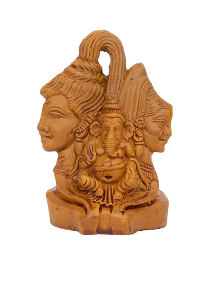 Terracotta Small Figurine of Shiva Parvati & Ganesh