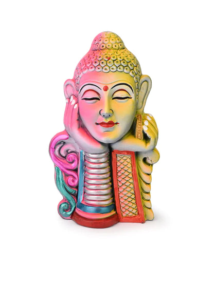 Terracotta Colorful Thinking Face of Lord Buddha
