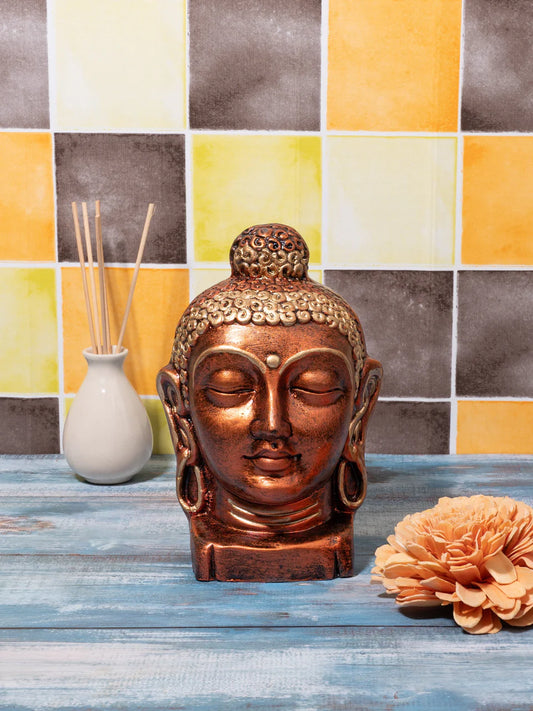 Handgefertigtes Buddha-Gesicht aus Terrakotta in Metallic-Farbe