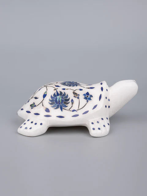Marble turtle with decorative work