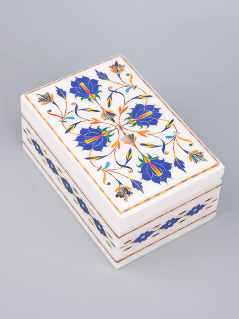Marble jewellery box with heavy inlay work