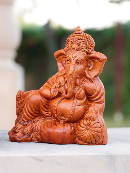 Terracotta Lord Ganesh in Relaxing posture