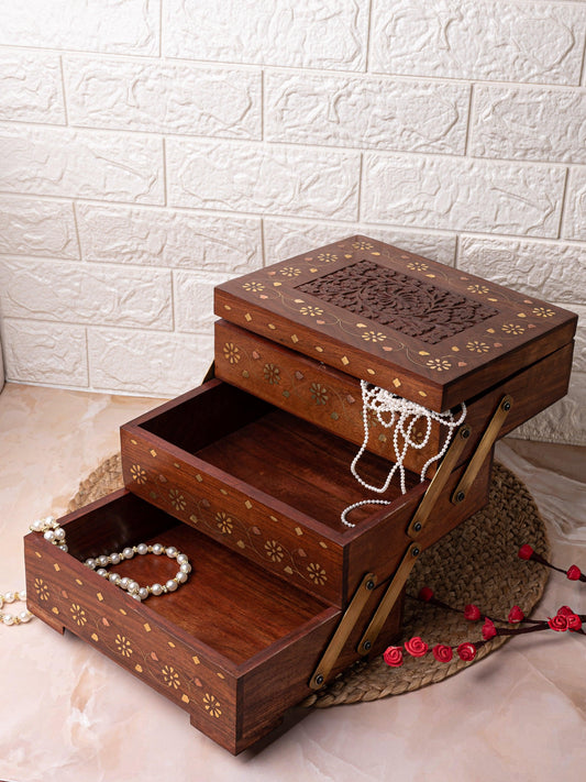Wood crafted 3 step Storage box for multiple use