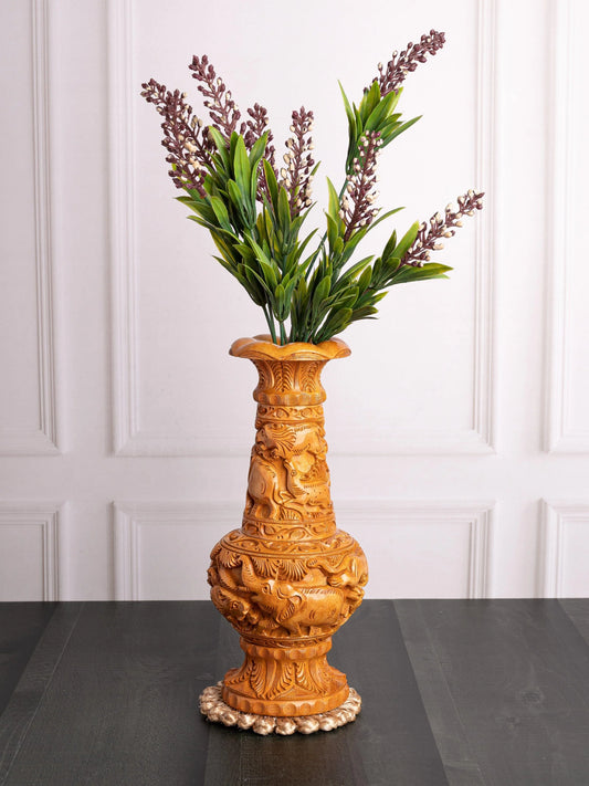 Flower Vase intricately hand crafted of Kadam wood