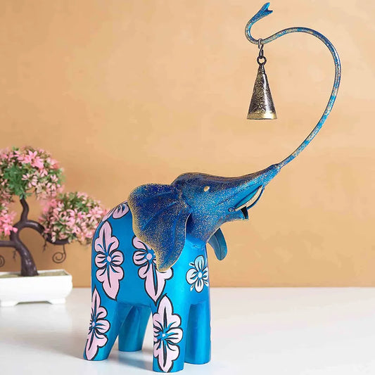 Elefant, mehrfarbige Tierfigur aus Eisen und Metall